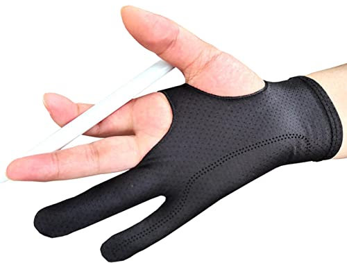 Maodom d'artiste à deux doigts avec élasticité lisse et respirant – Gants pour tablette graphique numérique, idéal pour la main droite et gauche, pour croquis, peinture, dessin