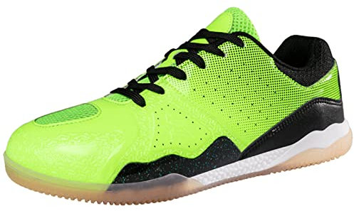 ZHENSI Badmintonschuhe Für Herren Modische Tischtennis-Turnschuhe Leicht Atmungsaktiv Mit Weichem Bodenpuffer,Grün,44 EU