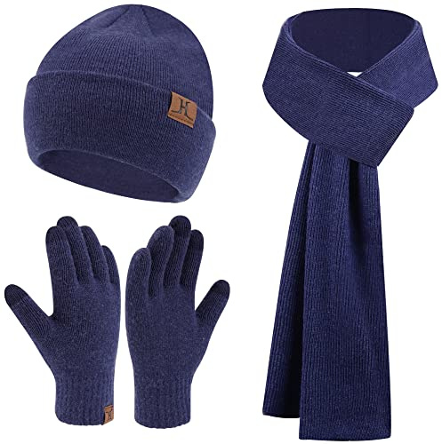Bequemer Laden Invernale Termici Cappello Berretto Lunga Sciarpa Touch Screen Guanti Set Berretti in Maglia Scaldacollo Guanti per Uomo und Donna