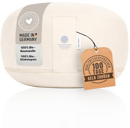 Inner Peace Yogakissen Meditationskissen aus 100% Bio Baumwolle und mit Bio Dinkelfüllung | Yogakissen Rund, Yoga Sitzkissen, Yogakissen Meditationskissen, Sitzkissen Yoga, Meditation Cushion | Meditationskissen rund, höhenverstellbar, Yoga Sitzkissen, waschbarer Bezug, Meditation Zubehör