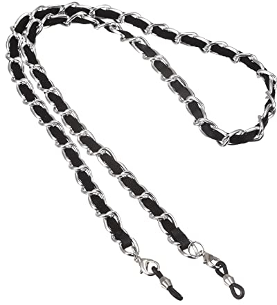 sourcing map Brillen Halterung Riemen Schnur 30 Sonnenbrille Schnur Riemen Rund Hals Brillen Kette Hut Riemen Schlüsselband Silber+Schwarz