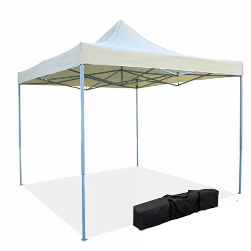 Gazebo Richiudibile Telescopico in Metallo a Fisarmonica 2x2 e 3x3 mt Pieghevole con borsa per Trasporto Colore Beige trasportabile da giardino e mercato (3x3)