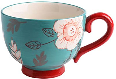 Tazas se, tazas de café de cerámica, Taza de arte creativo pintada a mano hecha a mano Tazas de leche de cerámica Taza de café de cerámica de 400 ml Taza gigante Taza de cereal de leche de té Taza de