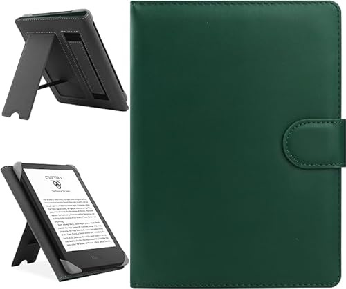 HoYiXi Universal Case Compatible with 6.8 Kindle Paperwhite/6 All-new Kindle 2022&2019/Kobo Clara HD/Kobo Clara 2E Leather Stand Cover for 6-6.8'' PocketBook/Tolino/Sony E-Book Reader,green