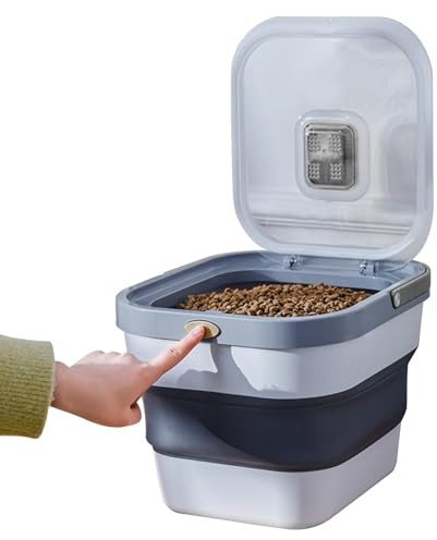 Hundefutter Aufbewahrung 10kg Faltbare, Hundefutter-Aufbewahrungsbehälter, Tierfutterbehälter, Aufbewahrungsbehälter Für Katzenfutter, Mit Transparenter Deckel Und Tragegriff, Für Leckereien, Pellets