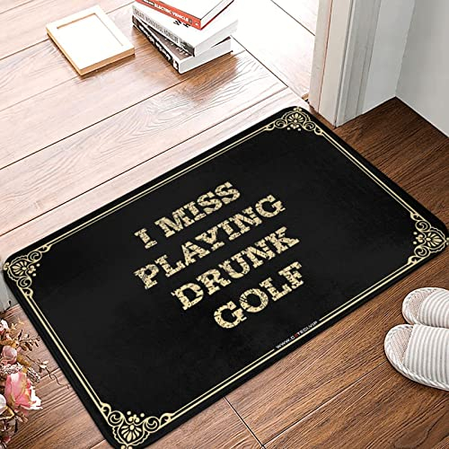 Paillasson de bar sportif avec inscription « I Miss Playing Drunk Golf » - Décoration extérieure pour porche ou bar - Décoration pour la maison (50 x 80 cm)