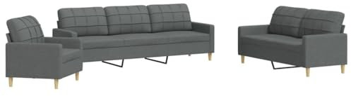 vidaXL Ensemble de canapés 3 pcs Gris foncé Tissu, canapé, siège de canapé, canapé Relax, canapé Confort, Fauteuil de télévision