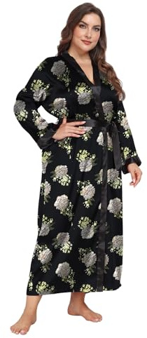 Taylor Eddie Womens Plus Size Silky Kimono Robe Leopard Floral Sleepwear