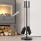 Kingson Kaminwerkzeug-Set mit Bürste, Schaufel und Schürhaken, Durchmesser 17,5 x 59,5 cm, langlebiges Holzbrenner-Zubehör und Kaminbegleiter-Set, Schwarz