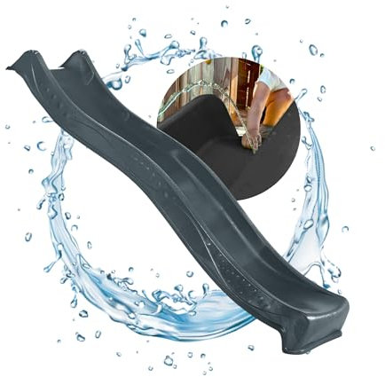 Spielturmking® Kinder Rutsche Outdoor Garten Spielgeräte, Stabile Wasserrutsche für Kinder, Alternative zu Indoor Spielgeräten, 2,30 Meter lang (Anthrazit)