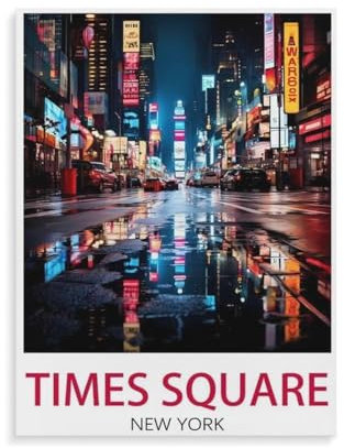 DIY Malen nach Zahlen-Ölgemälde Geschenk für Erwachsene Kinder,Times Square New York,Malen Nach Zahlen Kits Wohnzimmer Schlafzimmer Wanddekoration(40x50cm）-O25