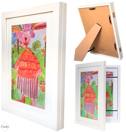 facity Cadre Dessin Enfant à Changer – Cadre Photo A4 en Bois MDF, Ouverture Frontale, Décoration Murale ou Table, Kids Art Frame, Rangement Dessins, Stockage Créatif, Présentoir, Idée Cadeau Noel