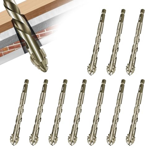 Trapano eccentrico con quattro scanalature e denti per sega, trapano seghettato a quattro tagli, codolo esagonale 1/4, set di punte per piastrelle ad alta resistenza con punta in metallo duro