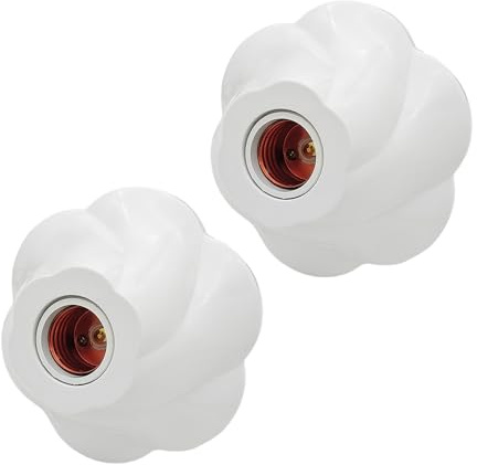 CILIA 2 Pezzi Portalampada 110/220V Presa per Lampadina - Elegante Base Modellata a Rosa per E26/E27, Apparecchio di Illuminazione Facile da Installare (Bianco)