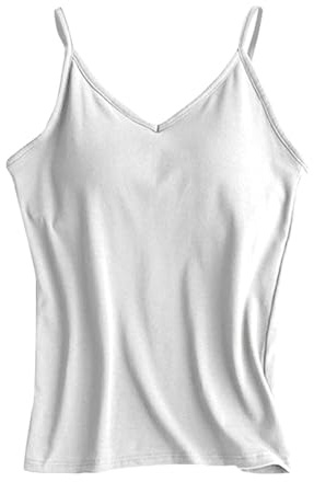 Camisetas interiores y camisetas con sujetador para mujer - Top con sujetador integrado de algodón - Top con escote crop tops de verano longtop tallas grandes camisetas interiores crop top deportivo