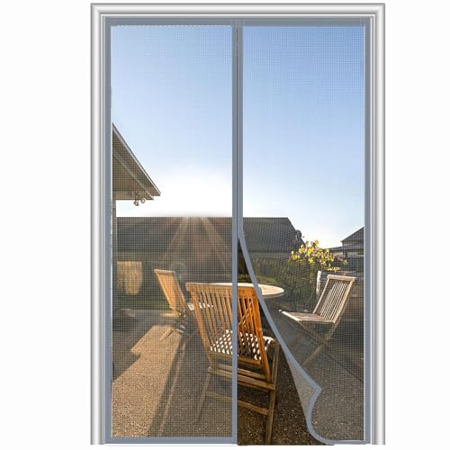 Zanzariera Magnetica，Magneti Forti Zanzariera Porta Autosigillante, Testato per Gli Animali Domestici, Resistente Agli Strappi, Facile da Montare, Tiene Lontani Gli Insetti (Grigio, 80 * 210)