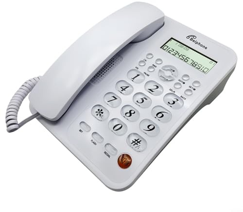 Digital Corded Landline Phone With Caller ID, Call Waiting, Hands-Free Function, Receiver Volume Control,Recall Key,Recall Key For Home Office(white)