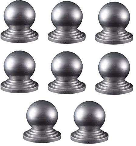 HUNTFF Metal Fence Post Top Cap 8 X Post Decking Cap, Metal Fence Post Caps Galvanised Silver Fence Post Caps Galvanised Waterproof Metal Garden Decking Fence Ball Post Cap Decorative Piling Caps