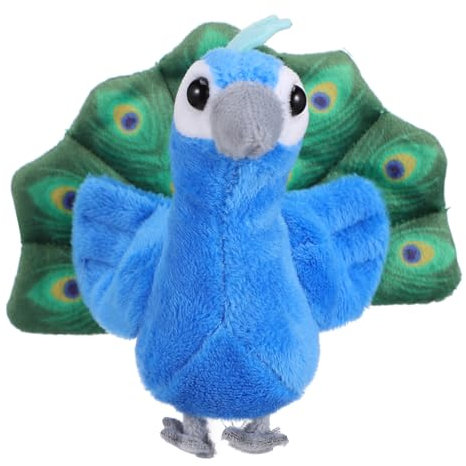 Yardwe Kleiner Pfauen Fingerpuppe Plüschspielzeug Kinder Handpuppe Requisite zum Geschichtenerzählen Sammlerstück für Jungen Mädchen Reisen
