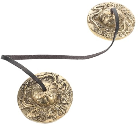 TEMPNAP Tingsha de Cobre Dorado para Meditación y Prácticas de Mindfulness Platillos y Sonido Puro y Melodioso Decoración Feng Shui