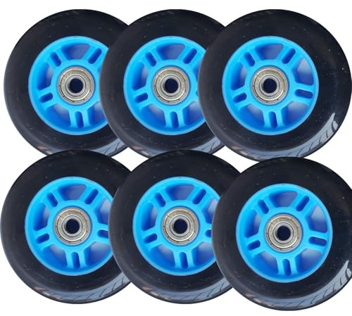 6er Set Inline Speed Skate Rollen Ersatzrollen für Rollschuhe 100 mm 85 A 4 Zoll 100 mm Rollen mit Lagern für Indoor Outdoor 2er /6er /8er Pack (blau 6)
