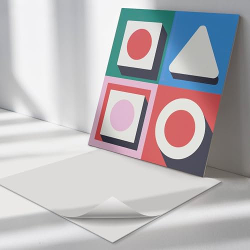 Piastrelle Quadrate 20x20 cm Aspetto Moderno Montaggio Rapido Moderno Vinile Autoadesivo Bagno Quadrate Cucina Impermeabile - Geometria con ombre