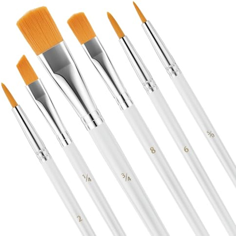 6 Stück Pinselset Schule Aquarellpinsel Set Pinsel Acrylfarben Malen Acryl Aquarell Modellbau Nylon Pinsel für Aquarell Öl Steinmalerei Nagelpinsel Pinselset Paint Brush für Künstler
