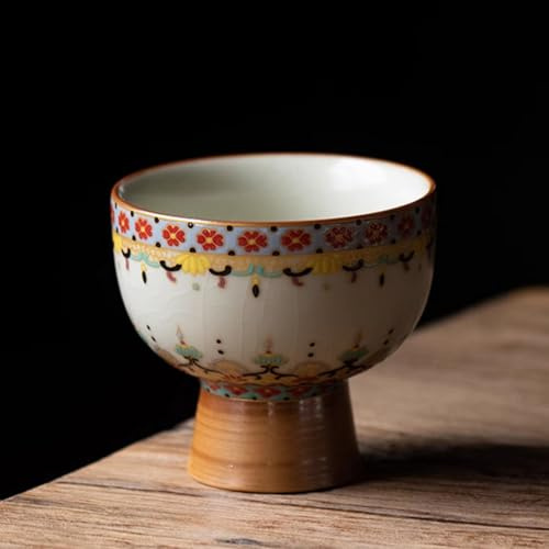 LEEDJUINE Dunhuang Teetasse aus Keramik, 90 ml, beigefarbener Kelch, Teeschale