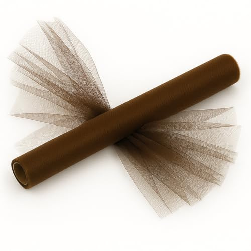 Générique Rouleau de Tulle Décoratif Premium, 50 cm x 7-9 m, Disponible en Blanc, Ivoire, Rose, Fuchsia Vert Anis et Chocolat, Idéal pour Drapés et Décorations de Mariage (Chocolat)