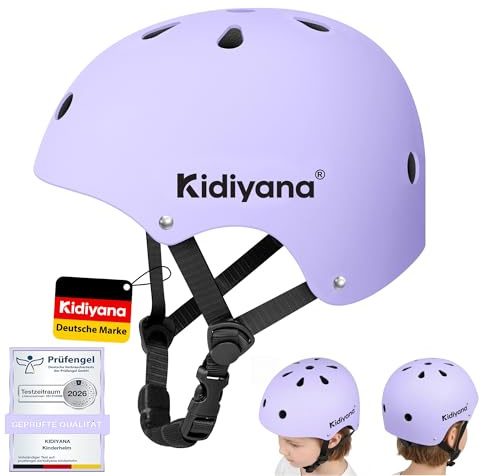 Kidiyana Barnhjälm från 6–14 år, M (54–58 cm) – lätt barncykelhjälm med ABS-hårt skal och EPS-skum, justerbar och andningsbar för cykel, skoter, skoter och inliner, lila