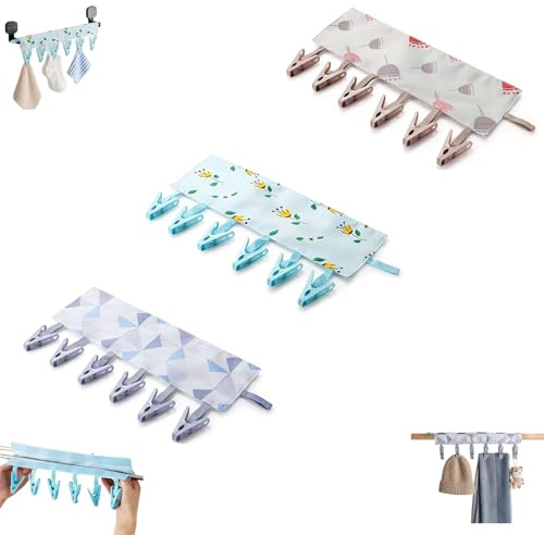 XIANJIA 3 Pcs Peg Hanger for Heated Airers, 30cm Sock Hangers for Drying with Clips, Underwear Dryer Hanger, Sock Dryer Sturdy Convenient Storage, Space Saving, Ideal Travel & Home