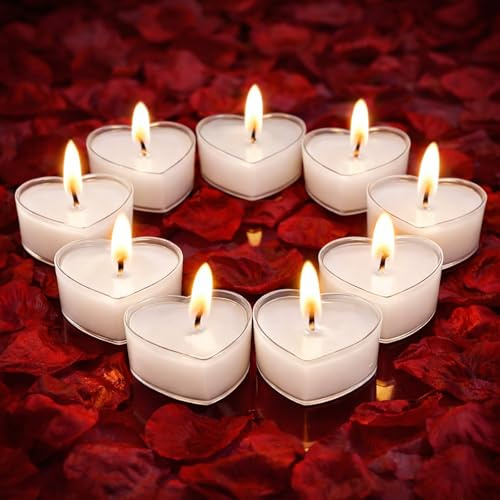 Herz Kerzen, 9 Stück Teelichter Herzförmige Kerzen, für Weihnachtsfeiern | Hochzeiten, Neujahr, Valentinstag, Geburtstag, Vorschlag, Party