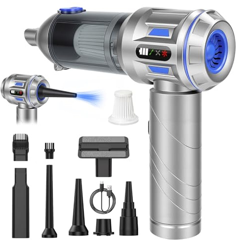 4 in 1 Cordless Handheld Vacuum, 25000Pa Powerful Car Vacuum Cleaner & Portable Mini Hoover, Rechargeable Portable Air Duster for Home Car Office Pet Hair(Silver-purple)
