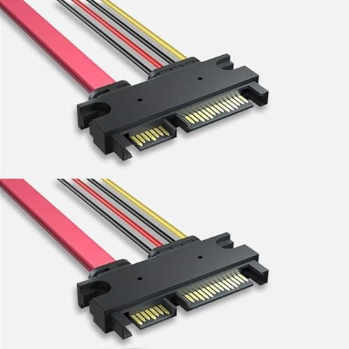 AYMBH 50cm SATA 22 Pin Male to Male Extension Cable – Serial ATA 7+15 Power & Data Hard Drive Extension Lead for HDD SSD Optical Drives, Thin Flexible SATA Cable