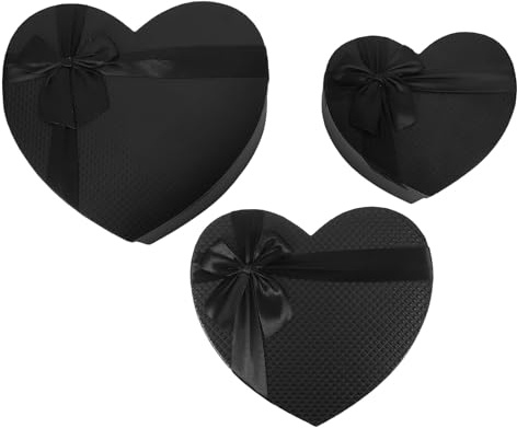 TOGEVAL 3 Stück pack Herzförmige Geschenkboxen aus Papier Verpackungskarton in Verschiedenen Größen Blumenkarton für Pralinen Blumen und Valentinstag