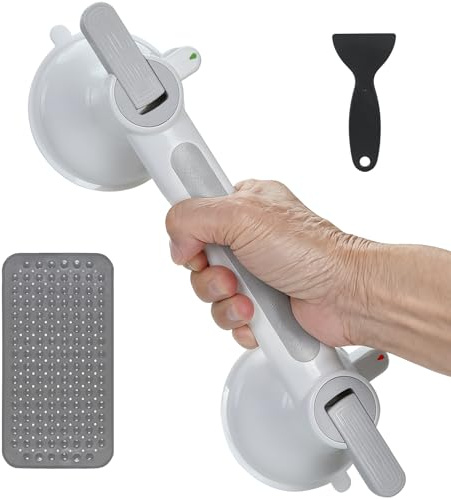 Haltegriffe für Senioren, MAX 200KG Haltegriff mit Saugnapf, Haltegriff Dusche & Badewanne ohne Bohren, Sauggriff mit Rutschfester Teppich für Senioren Mobilitätseinschränkungen Badezimmer WC Treppen