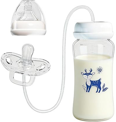Biberon con Ciuccio - Anticolica Regolabile Portatile,Borraccia con Cannuccia per Bambini,per Viaggi All'aperto Asilo Campeggio Picnic Conservazione Latte Materno