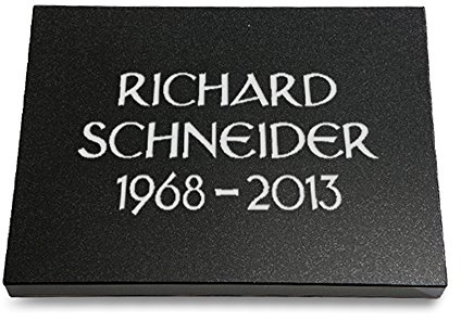 MEMORUM Grabmale Grabtafel, Grabplatte, Grabstein, Grabkissen, Urnengrabstein, Liegegrabstein Modell Pure 40 x 30 x 3-4 cm Indisch-Black-Granit, poliert inkl. Gravur (Ohne Ornament)