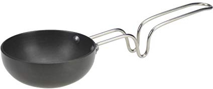 Indian Spice Roasting Spoon Tadka Pan Non-Stick Hard Anodised Spice Tadka Masala Vaghar Vadki Spice Heating Spoon Pan (11cm)
