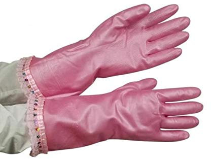 LIBINFAN Tareas Domésticas, Lavavajillas, Limpieza, Limpieza, Algodón, Cálidos Y Duraderos, Terciopelo, Látex, Guantes De Goma. (Color : Rosado)