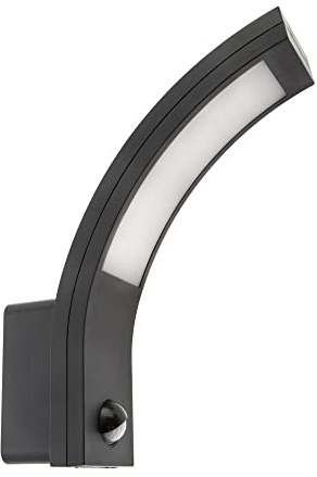 HUBER LED Wandlampe mit Bewegungsmelder 140° 10W, 1600lm - IP54 geschützte LED Außenleuchte mit Bewegungssensor I Wandleuchte innen, bogenförmig, anthrazit