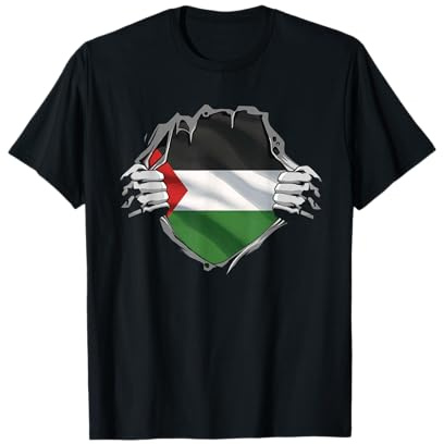 Wowsome! Palästina-Flaggen-T-Shirt für Männer - Klassische Passform, Schwarz, S