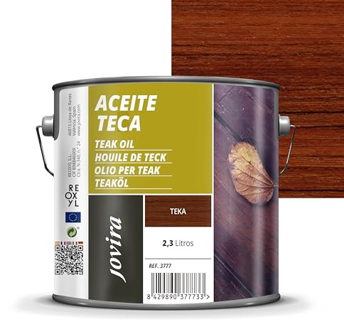 JOVIRA PINTURAS 2,3 L | Aceite Teca, para madera exterior, Protección y restauración de la madera Teca en intemperie (2,3 Litros, Teca) G-35A