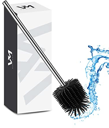 VMbathrooms Ersatz WC-Bürste Silikon Ø 7,5 cm mit Stiel | Flexible Borsten | Für gründliche Toilettenreinigung | Leicht abwaschbar | Universell einsetzbar | Moderner Look
