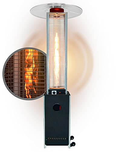 APANA Gasheizer 12,5 kW Bellamente Cristal – Gas Heizpilz in Anthrazit mit Transportrollen – Terrassenheizer mit Umkippsicherung & Abschaltautomatik – Outdoor Heizstrahler für Garten & Balkon