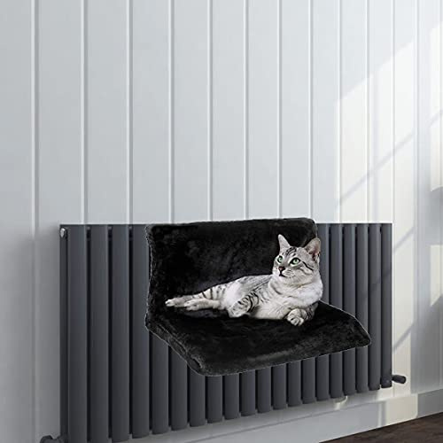 Aspect Pet Radiator Bed for Cats and Dogs | Cat Radiator hammock for Pets with Strong detachable Metal frame | Super Soft Plush Faux Fur Cat Hammock | Color - Black
