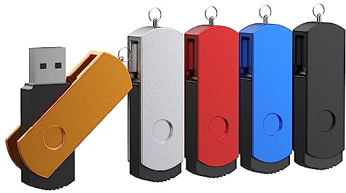 PenDrives 64 GB 5 Piezas FEBNISCTE Nuevo Giratoria Memorias USB Portátil Pen Drive 64 GB Práctico 5 Unidades Multicolor Unidad Flash USB 2.0 para Música Fotos Vídeo Películas