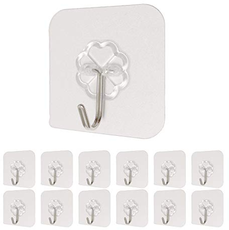 Vrandu Adhesive Hooks, Waterproof Self-Adhesive Heavy Duty Wall Hooks. (12 PCS)