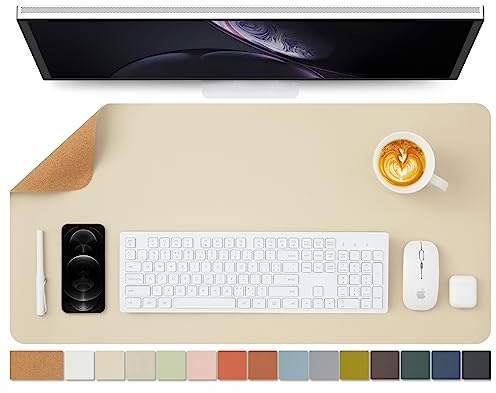 Kork Schreibtischunterlage - Doppelseitige Schreibtischauflage für Büro und Zuhause - Als große Mausunterlage und Schreibtischmatten auf Schreibtischen（Aprikose、80cmx40cm）