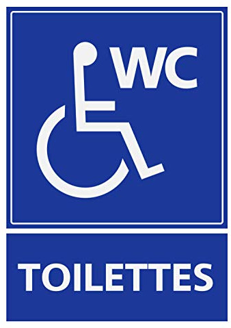 Panneau PVC Handicapé - Personne à mobilité réduite Toilette WC 15x20cm épaisseur 5mm
